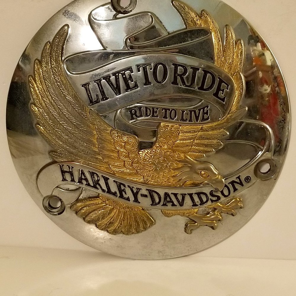 Large Harley Davidson LIVE TO RIDE, RIDE TO LIVE Mountable Motorcycle Badge 6.5"